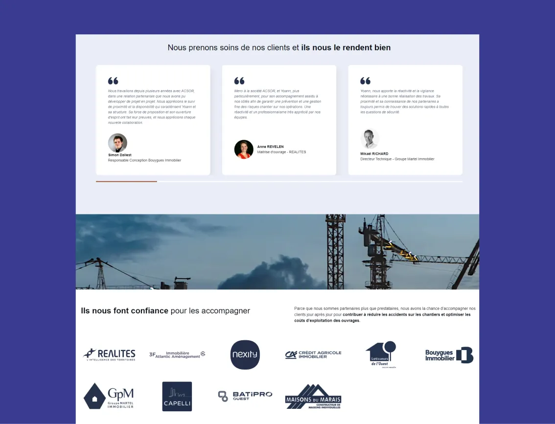 Photo site ACSOR témoignages et références