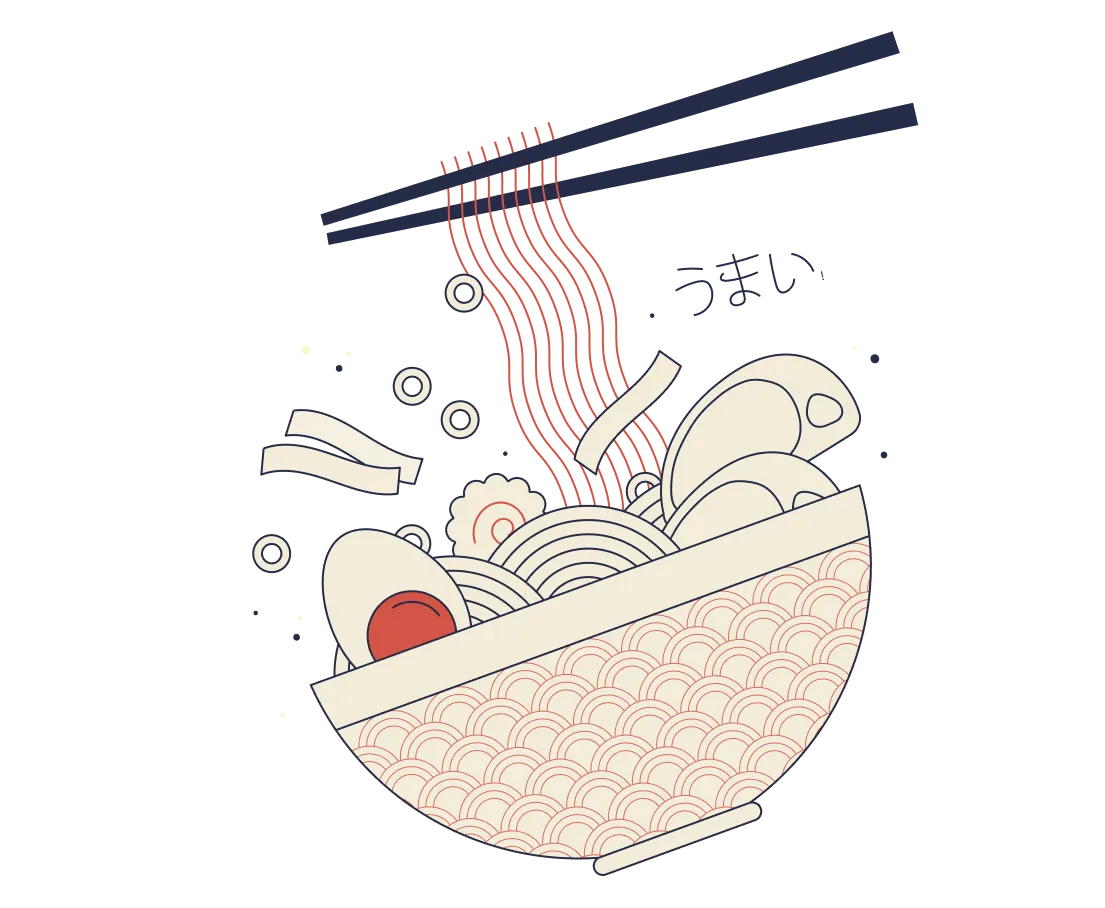 Illustration bol de Ramens Neggi