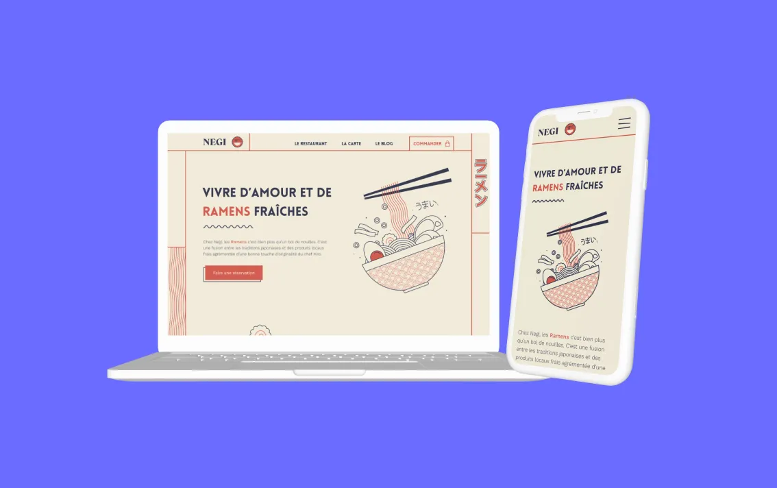 neggi wireframe mobile et desktop homepage